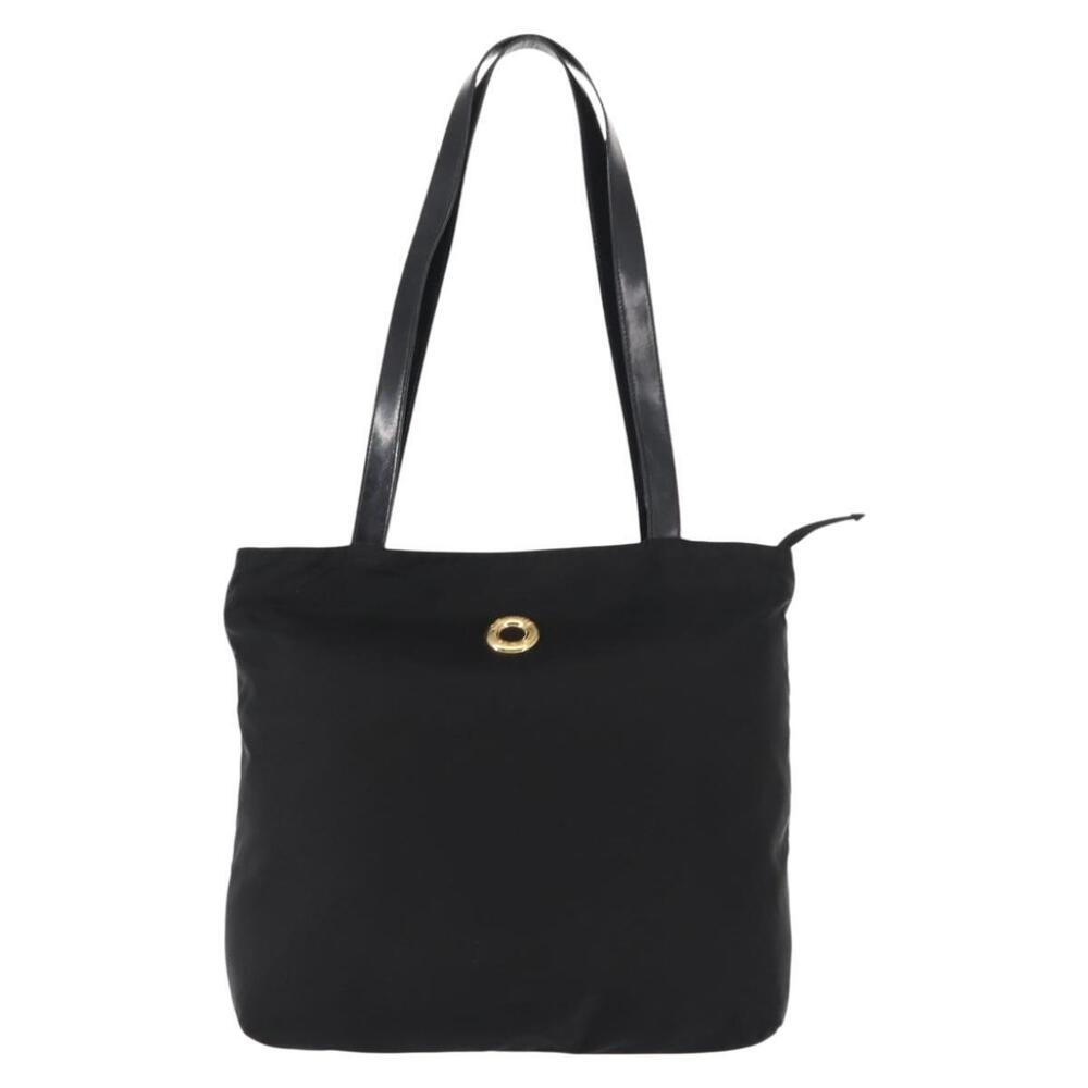 CELINE Tote Bag Nylon Enamel 2way Black Gold Auth BA6881 - Picture 13 of 16